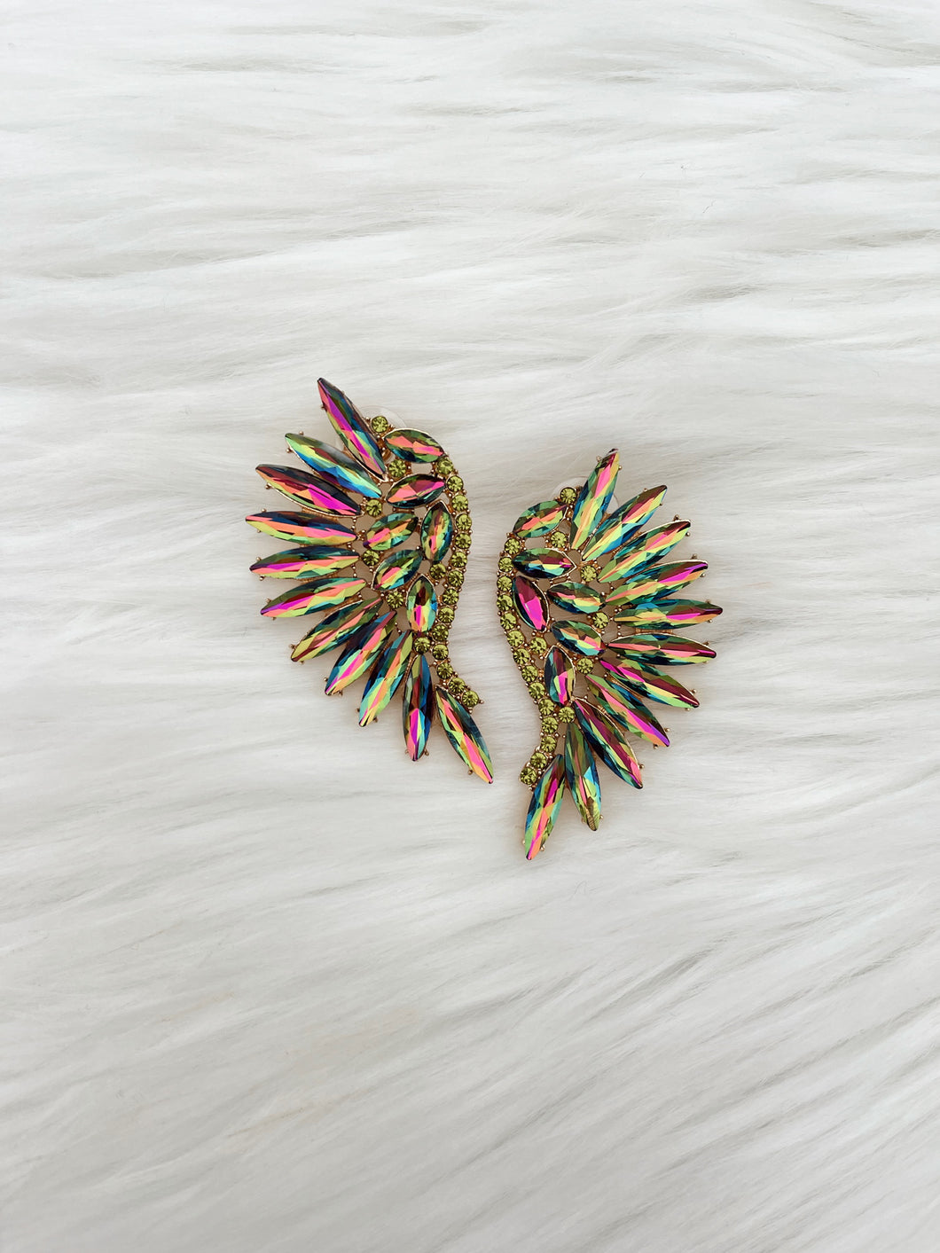 Queen Of Extra Feathered Crystal Earrings