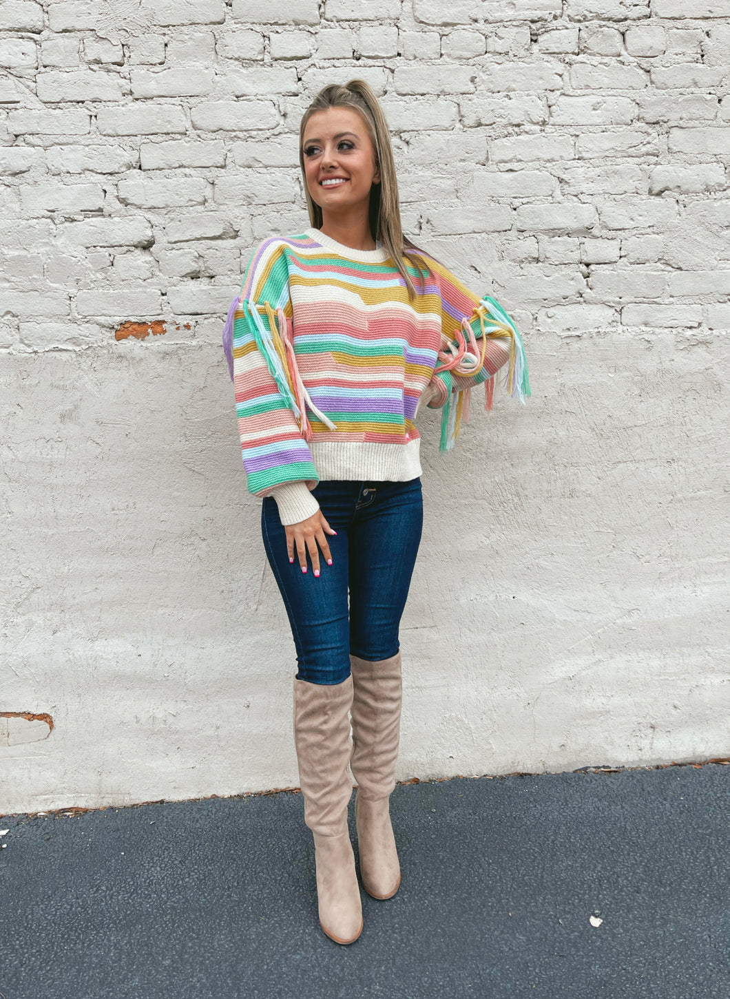 Sweet Like Candy Color Block Sweater
