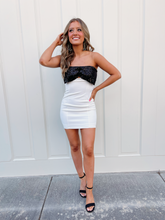 Load image into Gallery viewer, Black Tie Sequin Bodycon Dress
